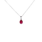 White gold necklace with diamonds 0.02 ct and ruby 1.01 ct