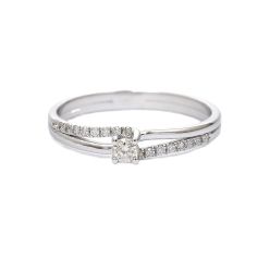 Годежен пръстен от 14К бяло злато с диаманти 0.15 ct