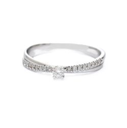 Годежен пръстен от 14К бяло злато с диаманти 0.12 ct