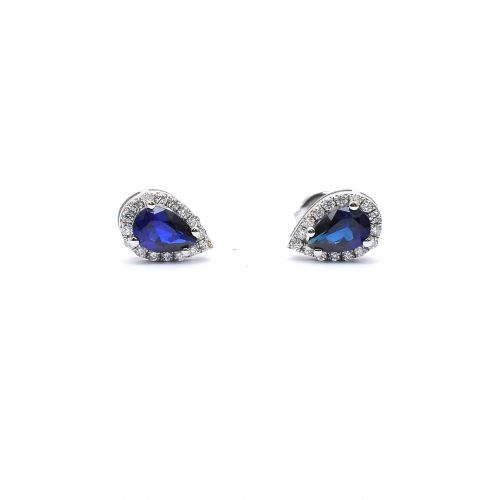 White gold earrings with diamonds 0.17 ct and sapphyre 0.97 ct