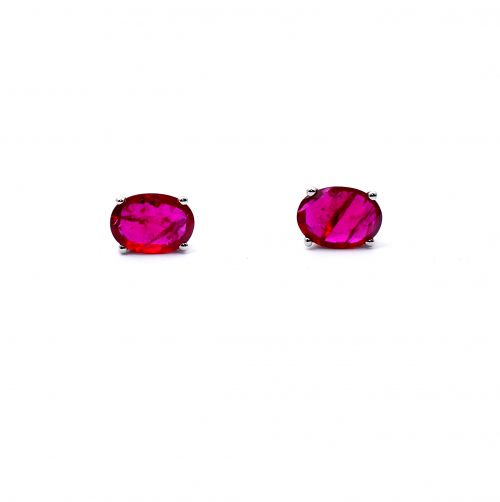 White gold earrings with ruby 1.34 ct