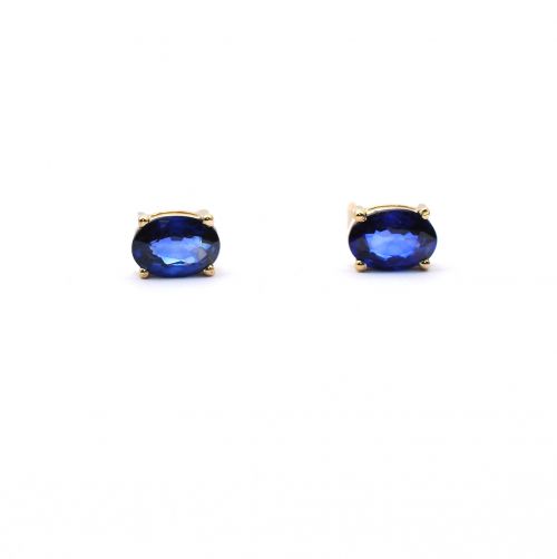Yellow gold earrings with sapphyre 1.63 ct