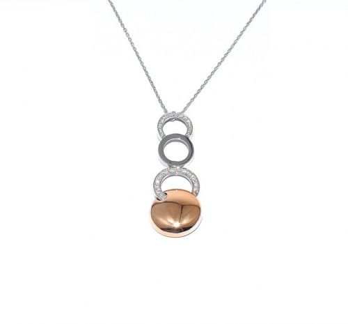 White and rose gold necklace with diamonds 0.21 ct