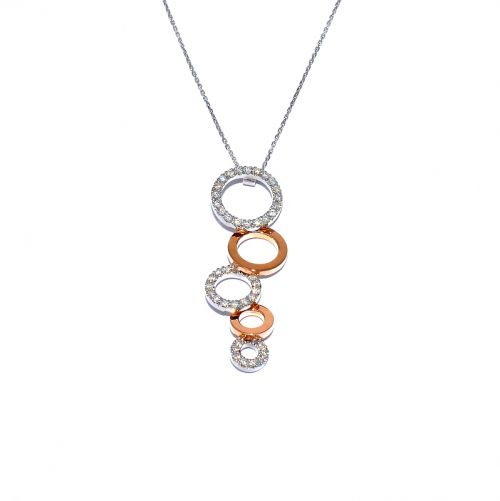 Rose and white gold necklace with diamonds  0.73 ct