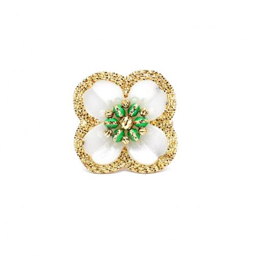 Yellow and green gold  flower ring