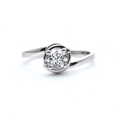 Годежен пръстен от бяло злато с диамант 0.50 ct