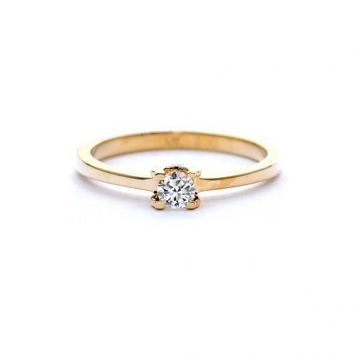Годежен пръстен от 14K жълто злато с диамант 0.18 ct