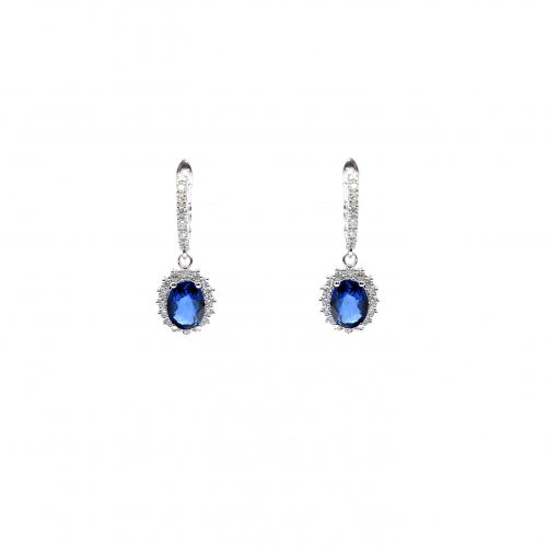 White gold earrings with diamonds 0.58 ct and sapphyre 2.82 ct
