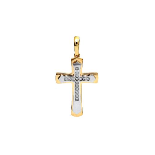 Yellow and white cross with zircons