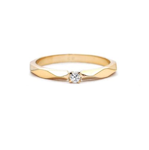 Yellow gold ring with diamond 0.11 ct