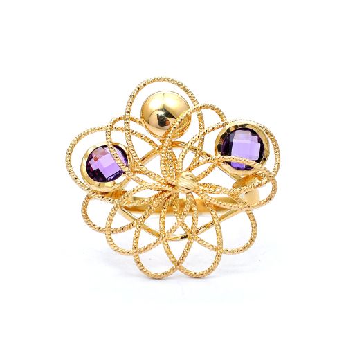 Yellow gold  ring with amethyst