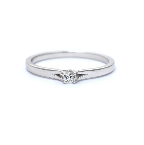 Годежен пръстен от бяло злато с диамант 0.07 ct