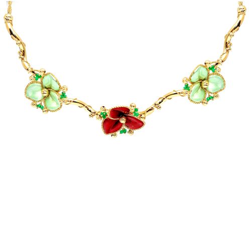 Yellow,green and red necklace 