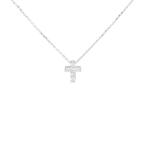 White gold cross with diamonds 0.07 ct