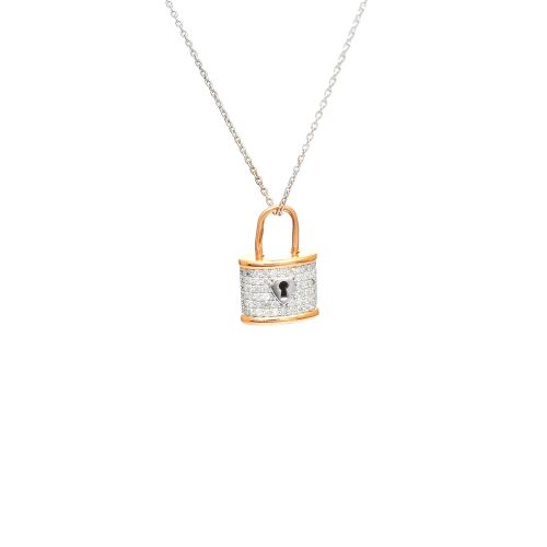 White and rose gold necklace with diamonds 0.35 ct