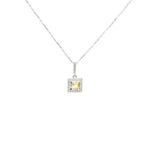 Naszyjnik z 14-karatowego białego złota z diamentami 0.12 ct. i szafirem 0.33 ct