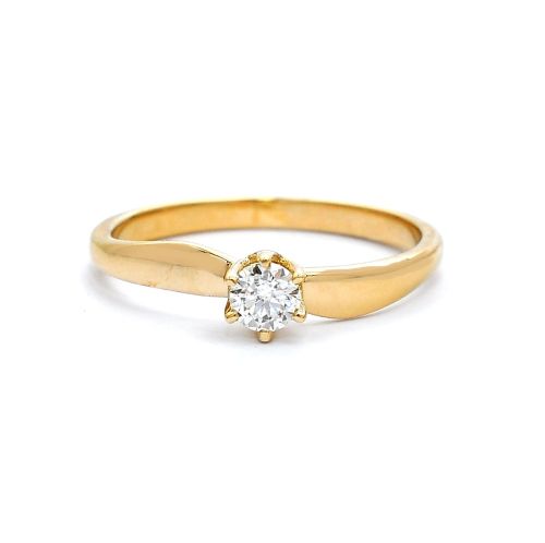 Годежен пръстен от 14K жълто злато с диамант 0.19 ct