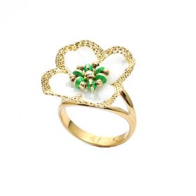 Yellow and green gold  flower ring