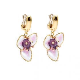 Yellow gold earrings with floral motifs