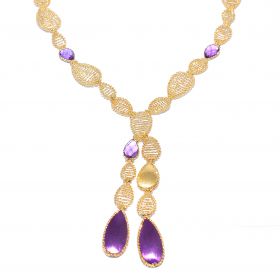 Yellow and purple gold necklace with amethyst