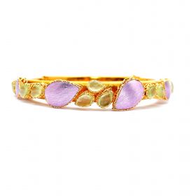 Yellow and purple gold bracelet with avanturine