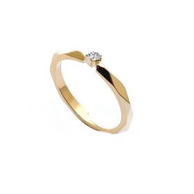 Годежен пръстен от 14K жълто злато с диамант 0.11 ct