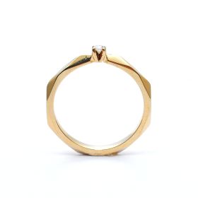 Годежен пръстен от 14K жълто злато с диамант 0.11 ct
