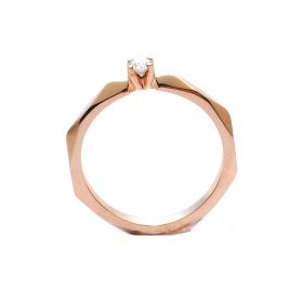Годежен пръстен от розово злато с диамант 0.11 ct