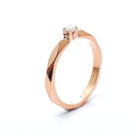 Годежен пръстен от розово злато с диамант 0.11 ct