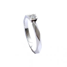Годежен пръстен от 14K бяло злато с диамант 0.09 ct