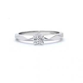 Годежен пръстен от 14K бяло злато с диамант 0.05 ct