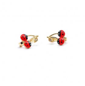 Yellow gold earrings with ladybug