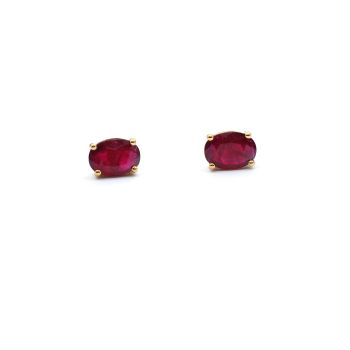 Yellow gold earrings with ruby 2.40 ct