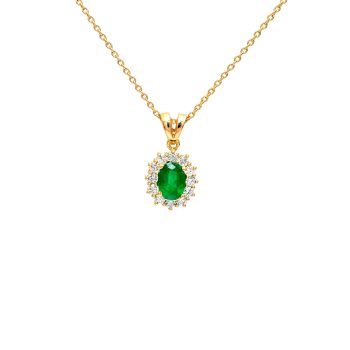 Yellow gold necklace with diamonds 0.41 ct and emeralds 0.93 ct