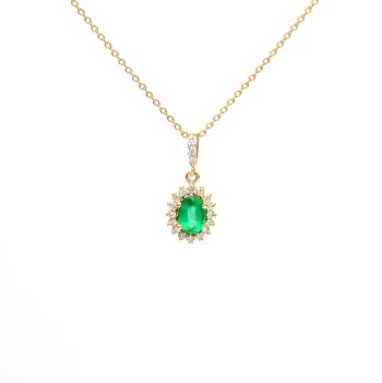 Yellow gold necklace with diamonds 0.22 ct and emeralds 0.78 ct