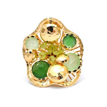 Yellow  gold ring  with green agate