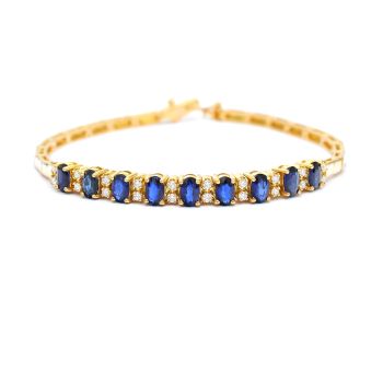 Yellow gold bracelet with diamonds 0.28 ct and sapphire 2.62 ct