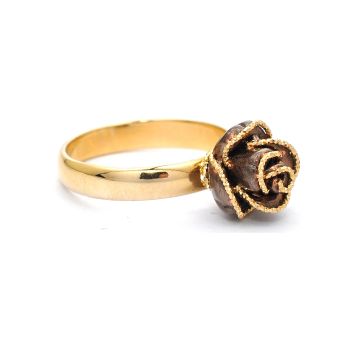 Yellow and brown 14K gold  flower ring