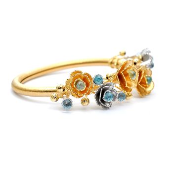 Yellow and white gold bracelet with aquamarine