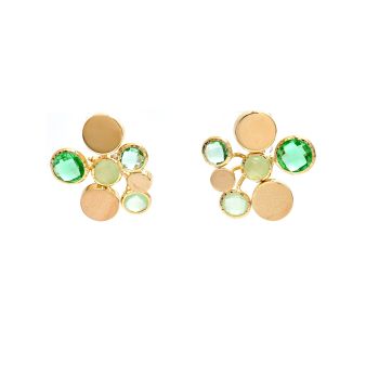Yellow gold earrings with green agate