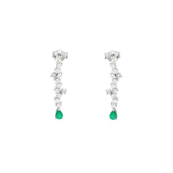 White gold earrings with diamonds 0.55 ct and emeralds 0.30 ct