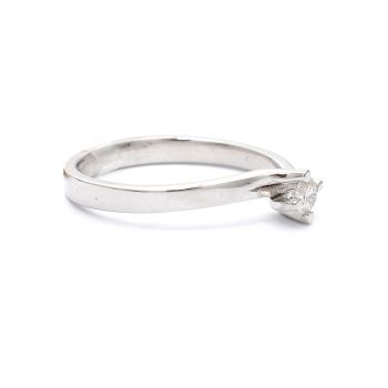 Годежен пръстен от 14К бяло злато с диамант 0.11 ct