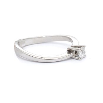 Годежен пръстен от 14К бяло злато с диамант 0.18 ct