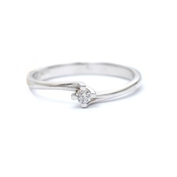 Годежен пръстен от 14К бяло злато с диамант 0.09 ct