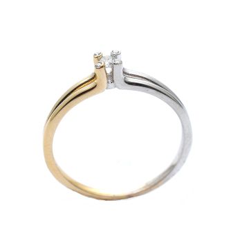 Годежен пръстен от бяло и розово злато с диаманти 0.12 ct