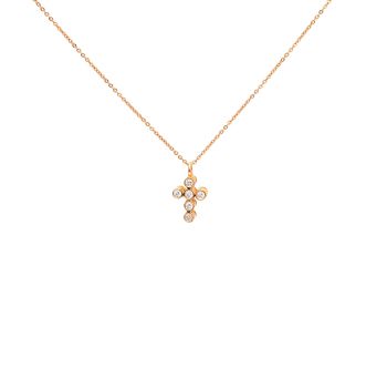 Rose gold cross with diamonds 0.08 ct