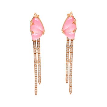 Rose gold earrings with diamonds 1.67 ct and sapphyre 7.55 ct
