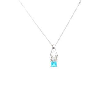 White gold necklace with diamonds 0.19 ct and blue topaz 0.46 ct
