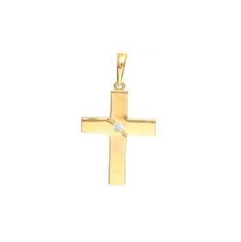 Yellow gold cross with zircons