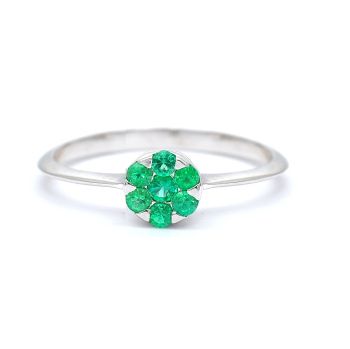 White gold ring with emerald 0.21 ct